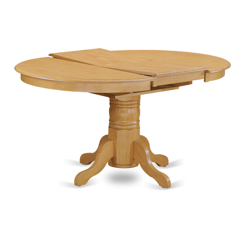 Avon Modern Kitchen Table - an Oval Dining Table Top with Butterfly Leaf & Pedestal Base, Oak, Oak