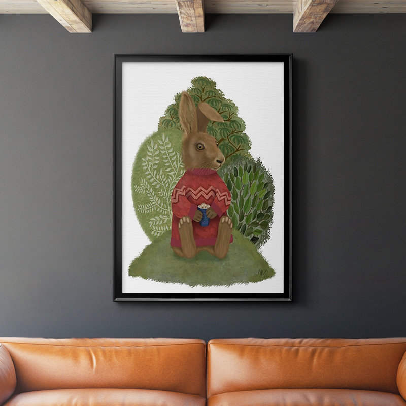 Latte Rabbit In Pull, impression sur papier, H 30,5 po x l 22,5 po x P 1 po, Noir