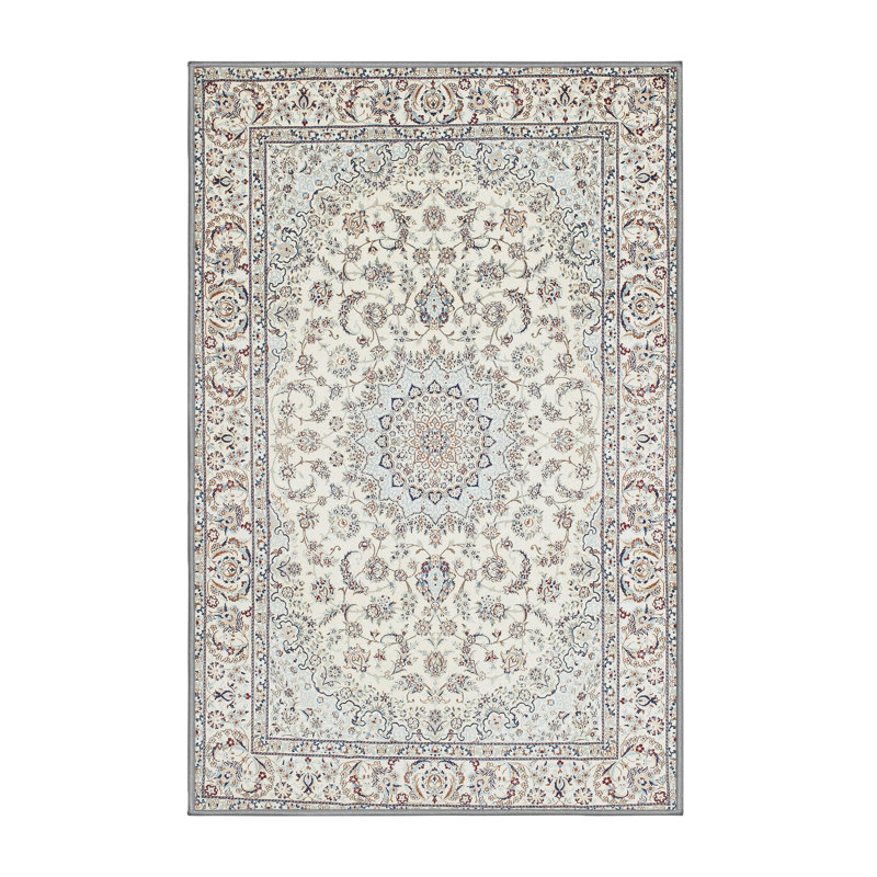 Tapis oriental gris / bleu clair / ivoire Cuadra, Rectangle 8 pi x 12 pi