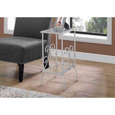 Table de bout élégante en verre trempé avec structure en métal robuste