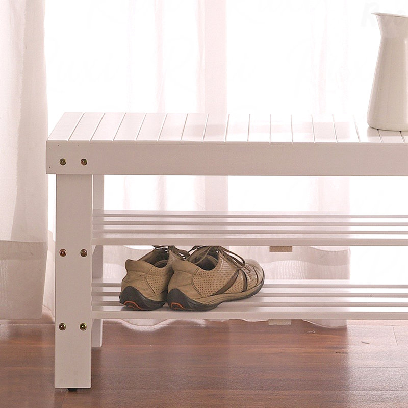 Shoe Bench - Quality Solid Wood Material, White