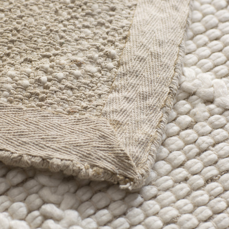 Tapis ivoire en laine / viscose tissé à la main à motif géométrique Krizal, Tapis de couloir 2 pi 3 po x 18 pi
