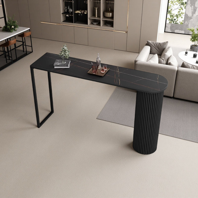 Table de bar moderne et simple, Noir, H 41,3 po x L 62,9 po x l 15,7 po, Noir