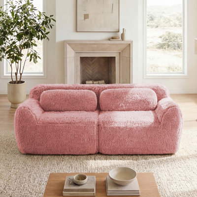 Ergonomic 2-Seat Modular Sectional Sofa with Soft Plush Fabric, Anti-Slip Design, No Assembly Required