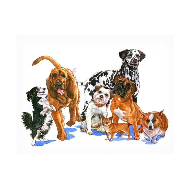 «Canine Dogs On Canvas» par Wendy Edelson, art sur toile, H 14 po x l 19 po