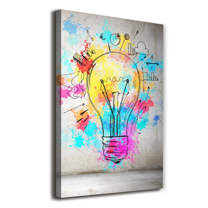 Colorful Light Bulb - Wrapped Canvas Print