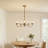 5-light 26"W Antique Brass Modern Spider Chandelier with Glass Shade for Dining Room or Kitchen Island-1030308658