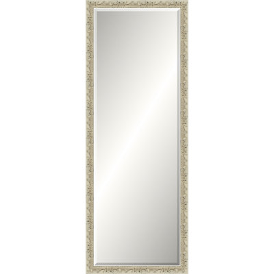 Distressed Antique Ivory Beveled Signature Mirror
