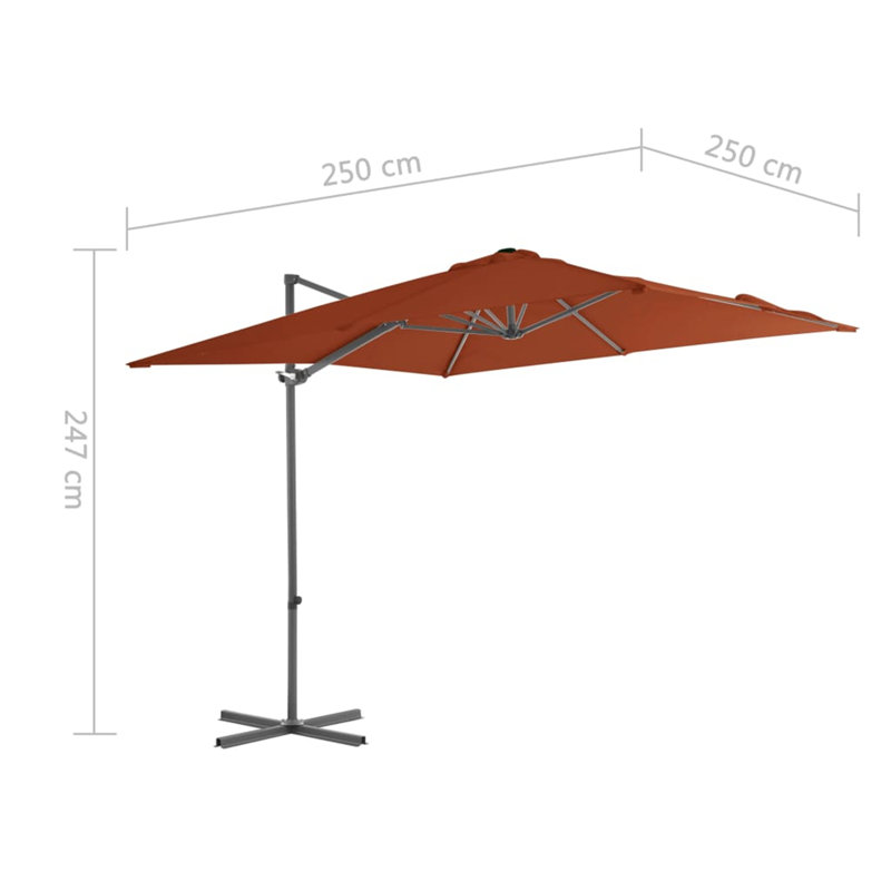 Yousef 250cm X 250cm Rectangular Cantilever Parasol, Brown