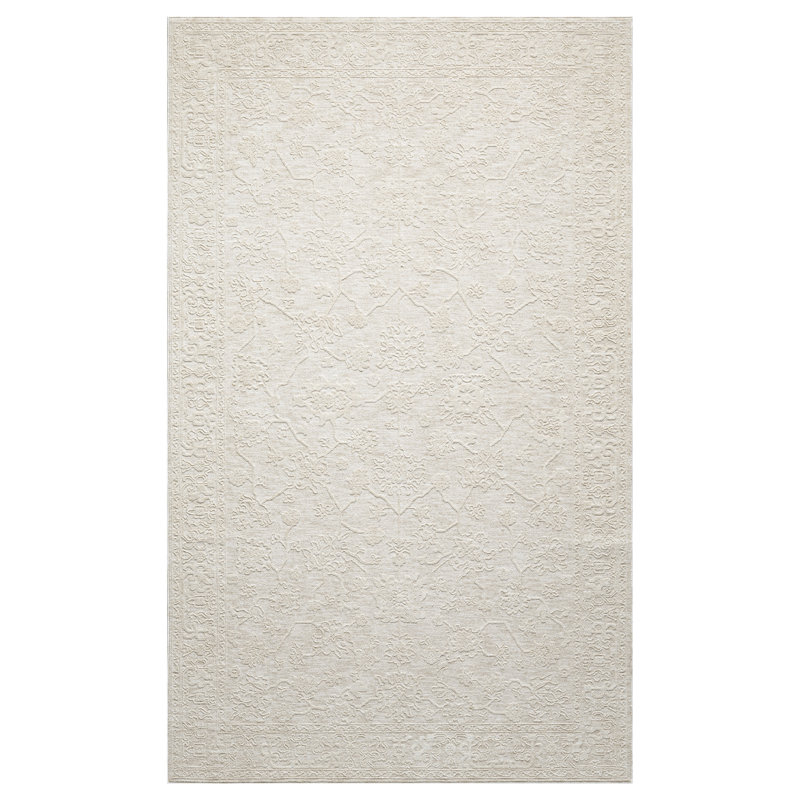 Mulay Farmhouse Floral Power-Loomed Indoor Area Rug, Cream, Rectangle 2' x 3'