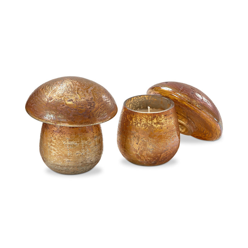 Bougie fantaisie parfumée champignon avec porte-étain