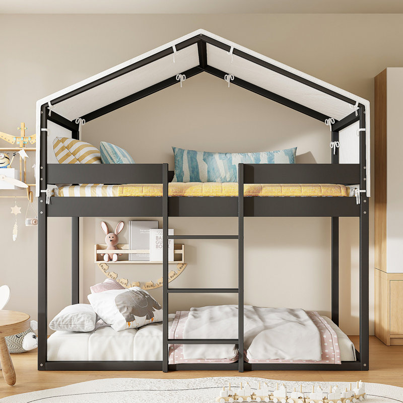 Lit superposé en bois avec tente, Espresso