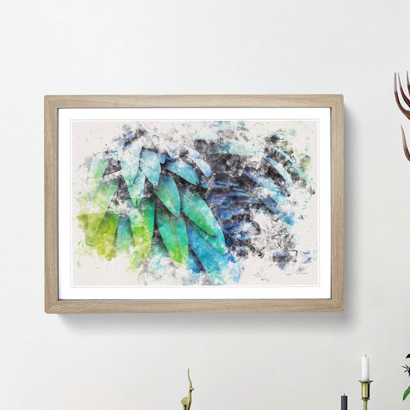 Parrot Feathers - Framed Print, 24cm H x 33cm W x 2cm D, Oak Framed