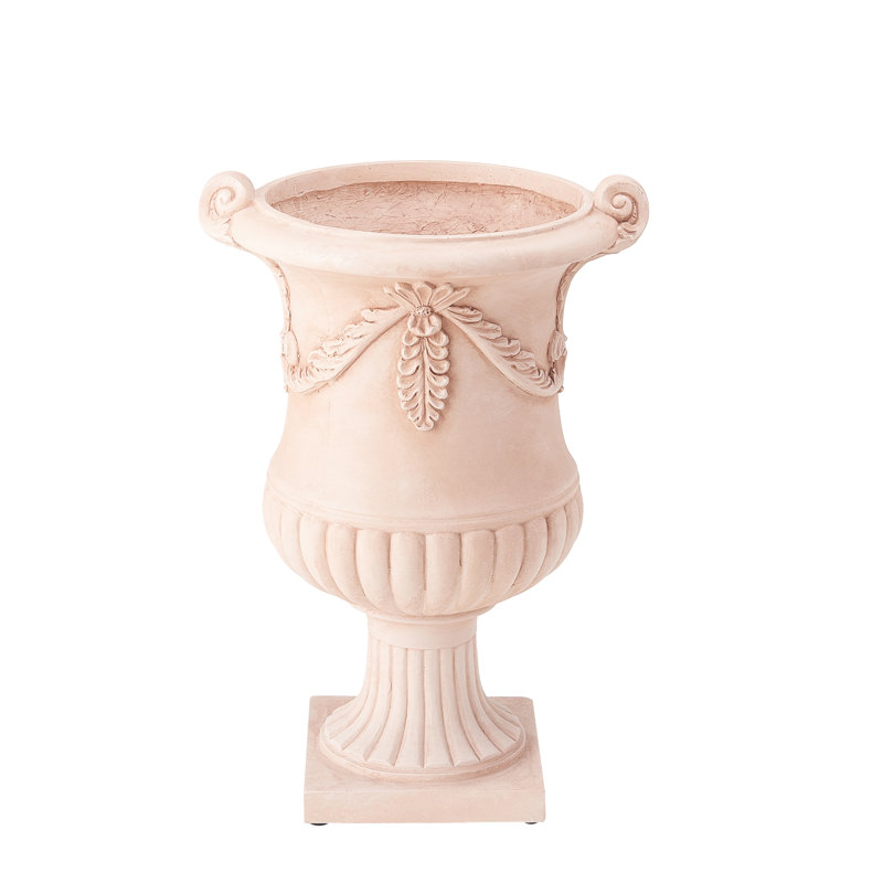Pot de fleurs urne classique avec détails floraux, Terre cuite, 1