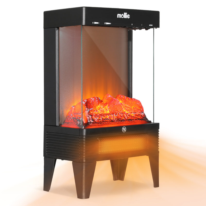 Mollie 21-Inch Black Stainless Steel Freestanding Electric Fireplace Heater