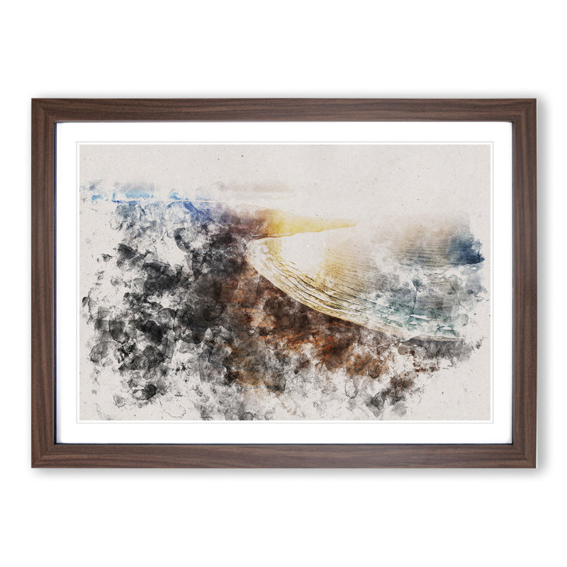 Mountain View of Lanzarote in Spain - Picture Frame Graphic Art, 27cm H x 36cm W x 2cm D, Walnut Framed