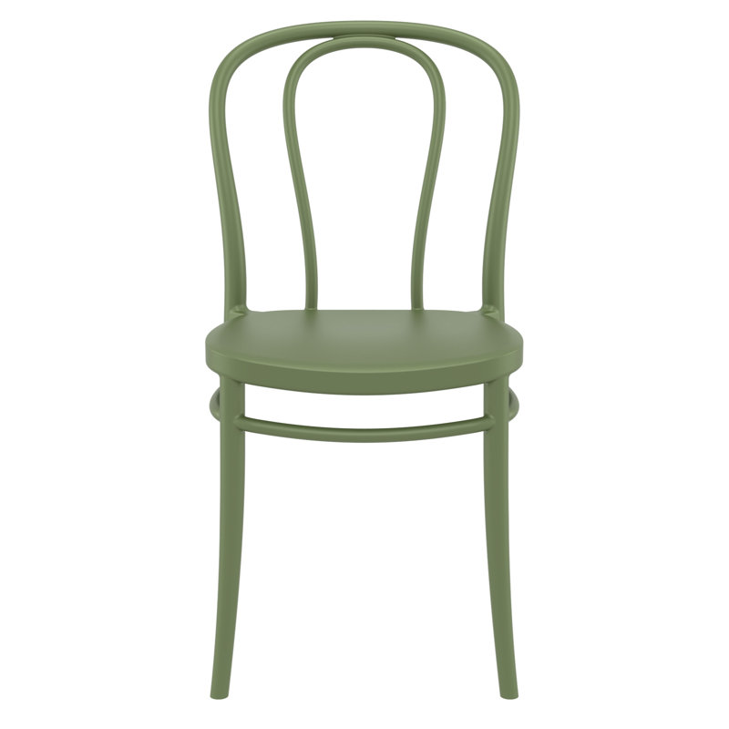 Farrah Stacking Patio Dining Side Chair, Olive Green