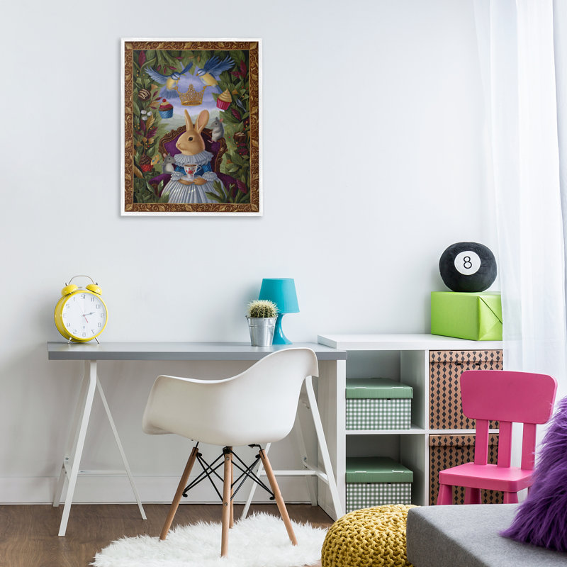 «Classic Rabbit Tea Party», estampe numérique grise de Gina Matarazzo, H 14 po x l 11 po, Estampe numérique Farmhouse