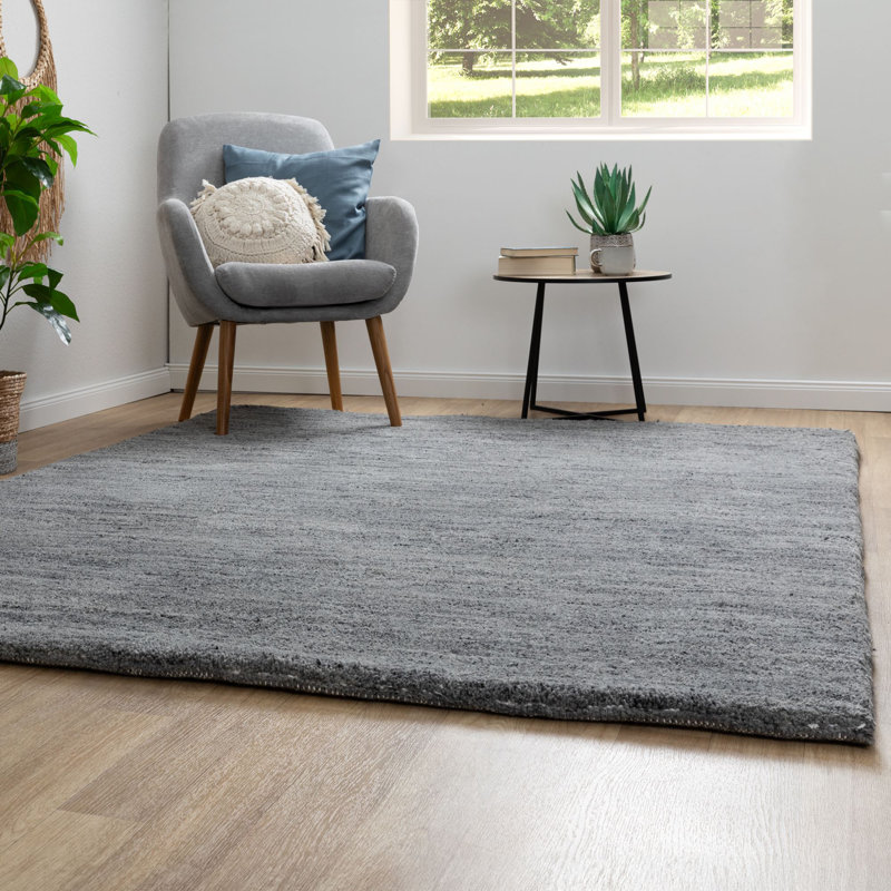 Eloi Wool Hand Knotted Area Rug, Rectangle 170 x 240cm, Grey/Brown/Blue