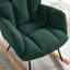 Chaise berçante ergonomique en tissu capitonné avec cadre en métal robuste pour le salon, vert-134645964