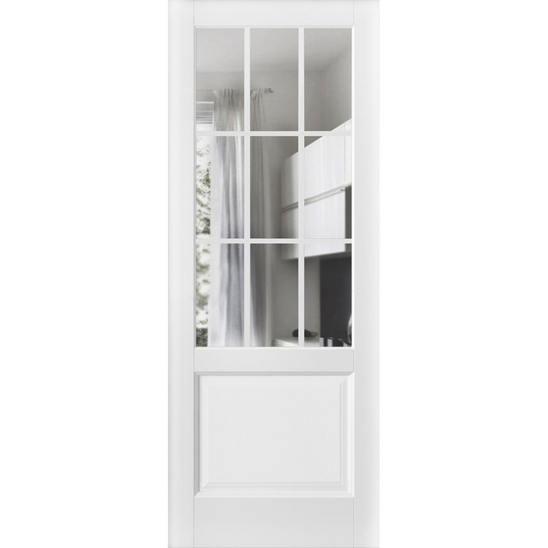 Dalle de porte blanche en verre transparent Felicia, 42 po x 84 po