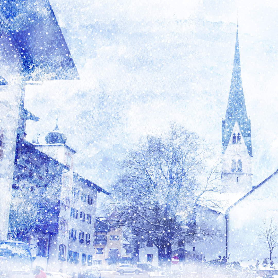 Leinwandbild Illustration of Winter Cityscape von Alkir