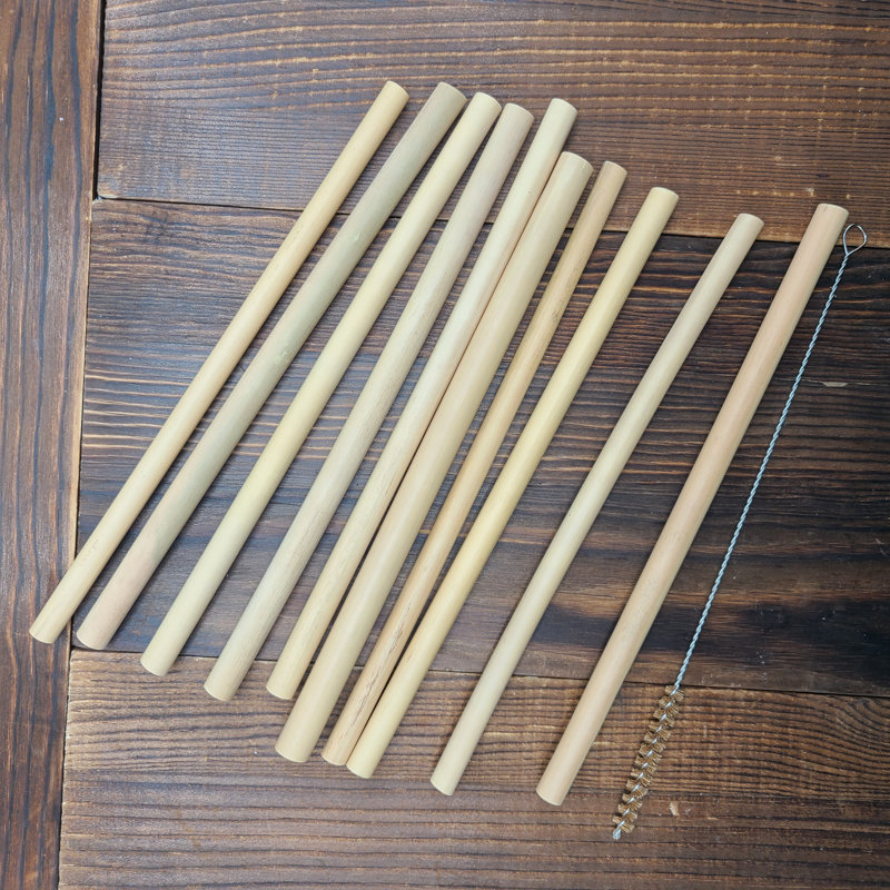 Elyon Tableware Bamboo Drinking Straws with Cleaning Brushes