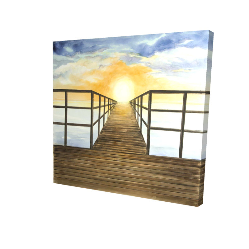 Toile exotique mer jaune | Décoration de coucher de soleil sur la mer