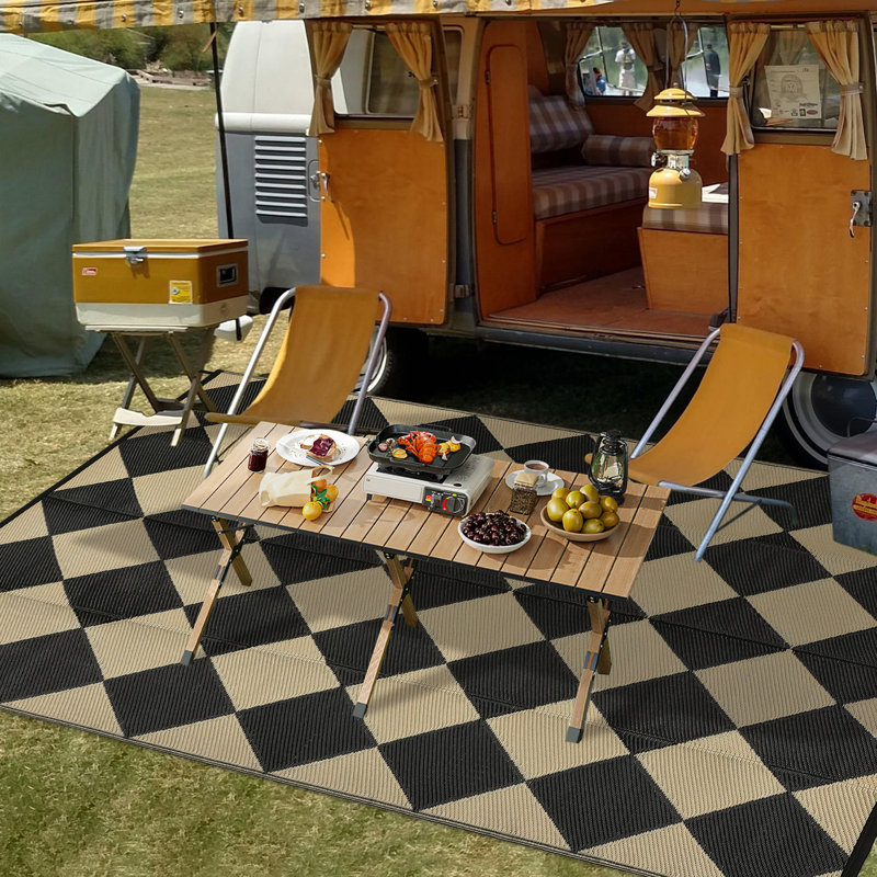 Diamond Outdoor Mats Plastic Straw Rug Outdoor Leisure Waterproof Carpet Garden Terrace Balcony Picnic Mat for Porch RV Deck Camping Backyard