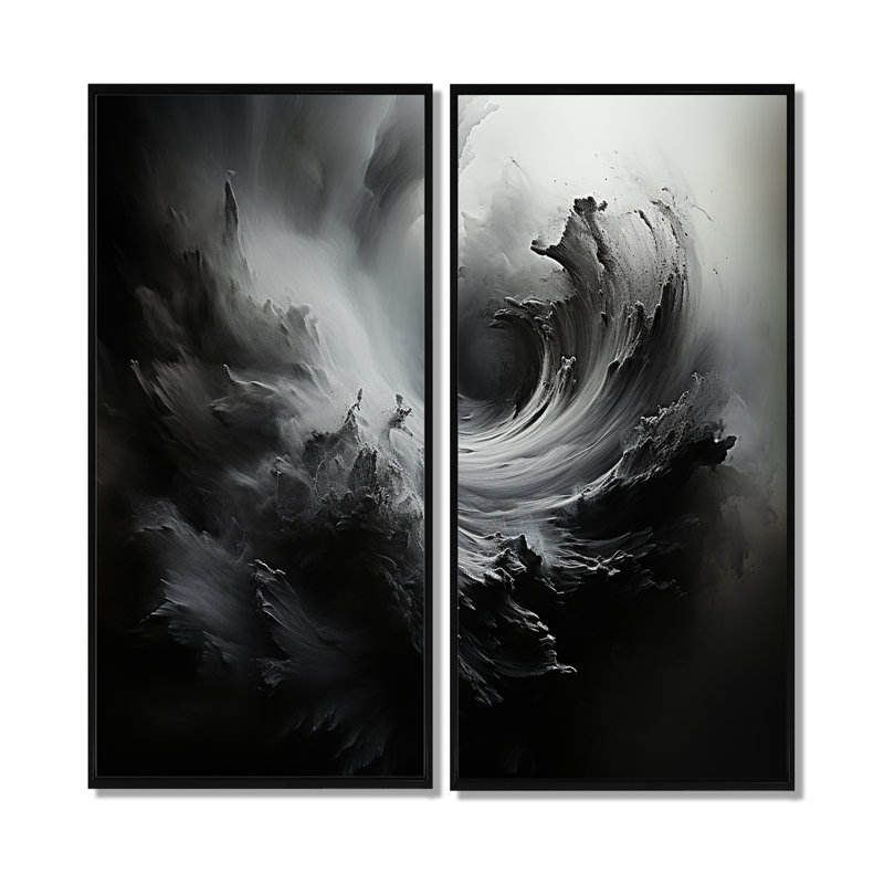 Décoration murale grise tempête Dance In Storm II - sarcelle, H 40 po x l 40 po, Noir, Impression encadrée flottante