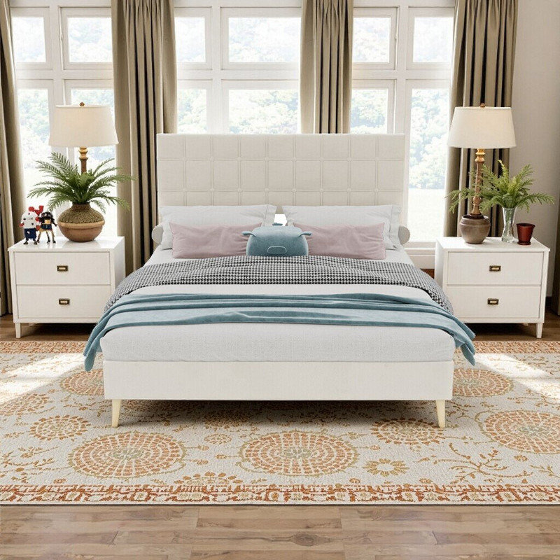 Tête de lit grand format, tête de lit moelleuse, support ergonomique et conception peu encombrante, Beige
