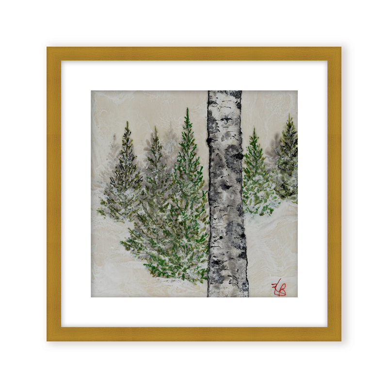 Nature Inspired "Wintered Pines" Canvas Wall Art By , 30" H x 30" W, Black, Framed Print