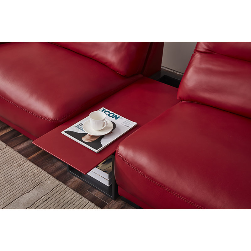 Canapé à accoudoirs arrondis en cuir véritable 40 95 po 40