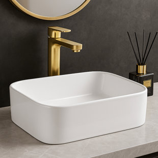 Lavabo de meuble-lavabo de salle de bain rectangulaire en céramique blanc 19 po x 15 po Eleen