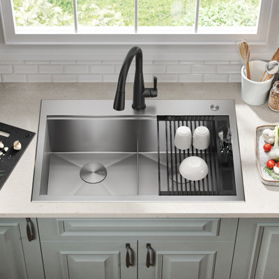 Évier de cuisine encastré à double cuve en acier inoxydable calibre 16 50/50 Delta Rivet ™