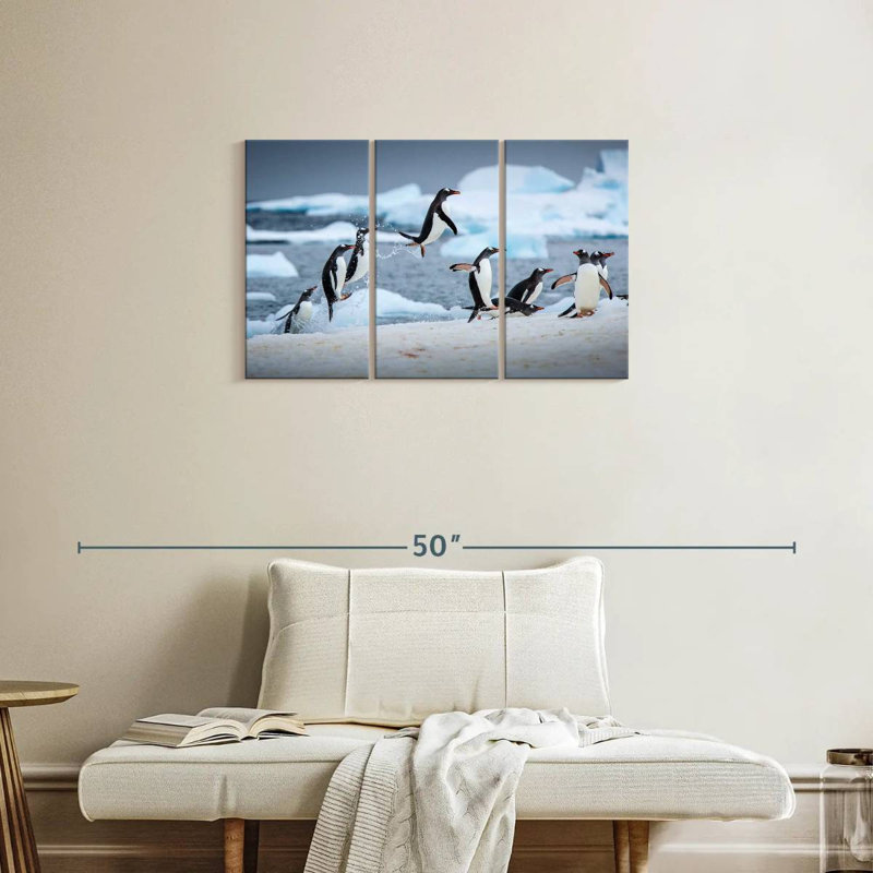 Brampt Penguins Jumping On Ice, 20" H x 33" W