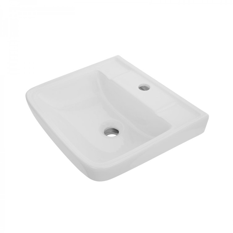 White Rectangular Wall Mount Bathroom Sink without Faucet and Overflow