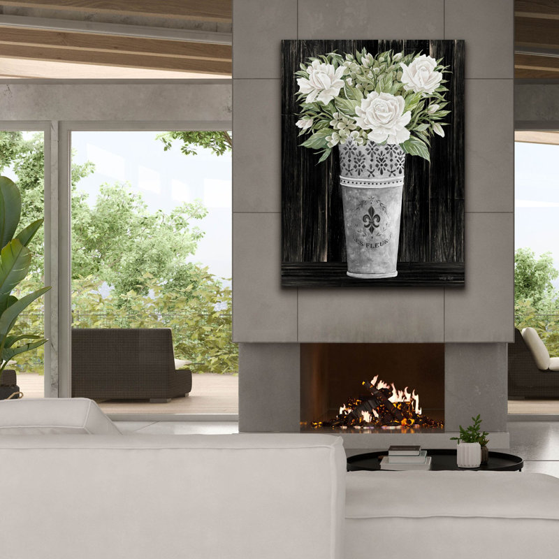 «Punched Tin Floral III» par Cindy Jacobs, art mural sur toile, H 54 po x l 40 po x P 1,5 po