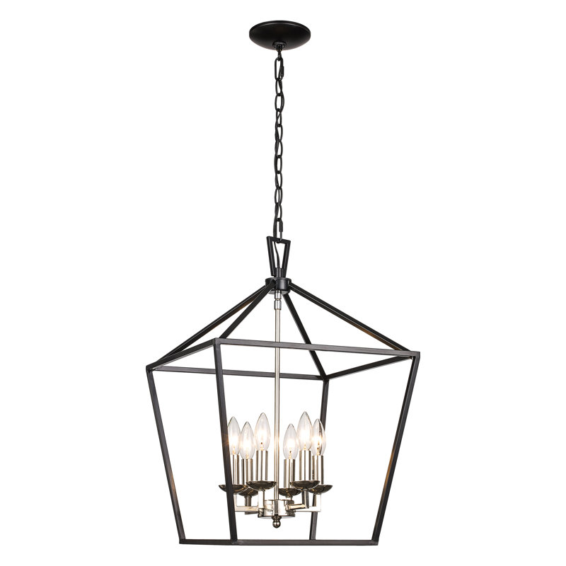 Lustre géométrique à 6 lumières Gunn, Noire/chrome poli