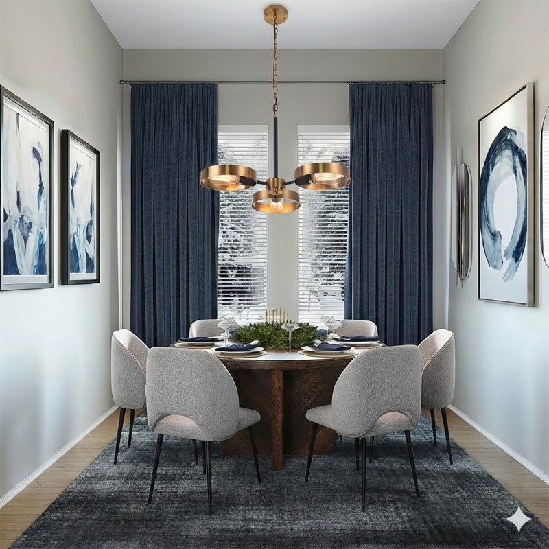 3-Light Black And Golden Bronze Accents Chandelier