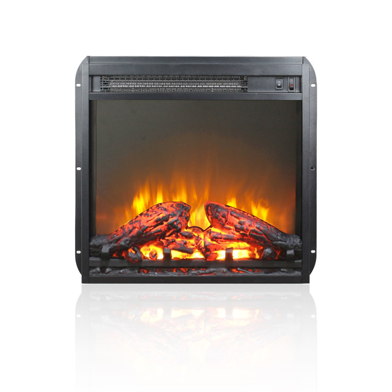 23 Inch Electric Fireplace Insert, Thin Heater With Log Set & Realistic Flame, 18.1" H x 24" W x 5" D