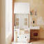 Lit en bois Wood House avec lit gigogne simple, lit de jour en bois, blanc-1124318657
