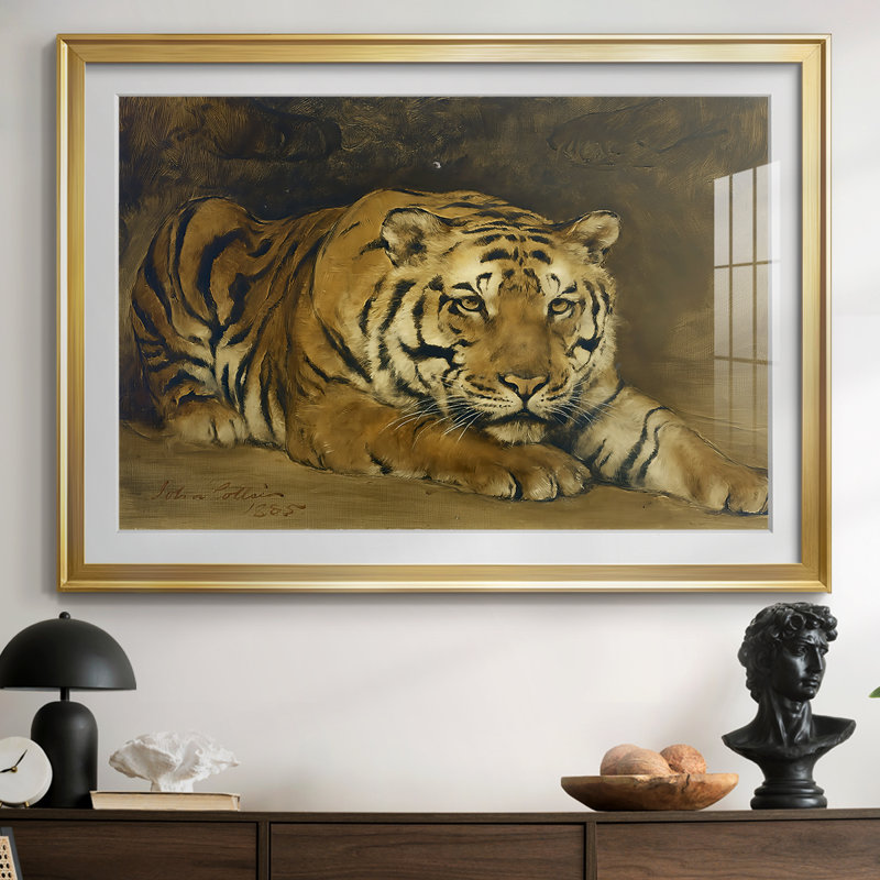 A Tiger-John Collier - reproduction encadrée avec passe-partout et verre - 1885, 26,5 x 36,5, Impression encadrée, Or
