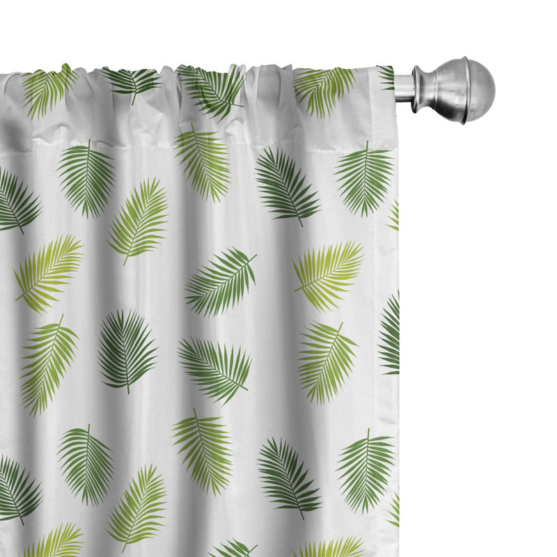 Jungle Leaves Floral Semi-Sheer Rod Pocket Curtain Panels, 28" x 63"