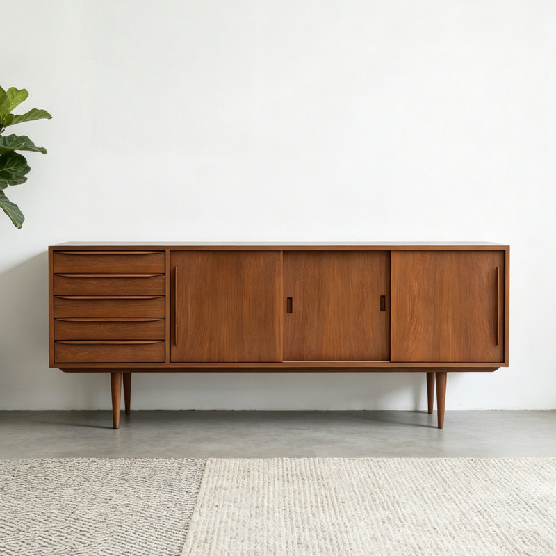 Meuble télé rétro brun, 33.07"H x 15.75"L x 70.87"W