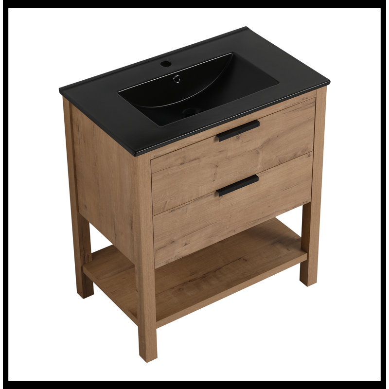 Meuble-lavabo simple avec plateau 30,00 po Deneisha, Noir