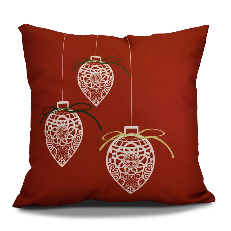 Holiday Wishes Geometric Reversible Throw Pillow, 18" H x 18" W, Red