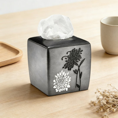 Collection Modern Resin Tissue Box Cover, Sleek Bathroom Decor For Spa-Style Vanity And Home Accessories