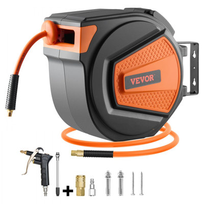 Retractable Air Hose Reel 3/8 IN x 65 FT Hybrid Enclosed Air Hose 300 PSI