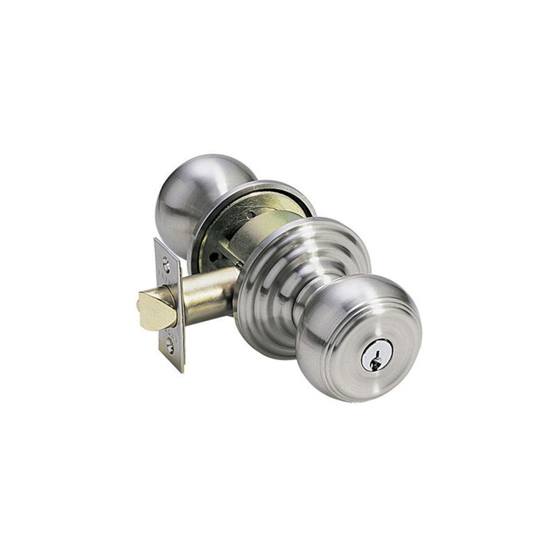 Waverly Keyed Door Knob with Regular Rosette, Satin Nickel, Yes